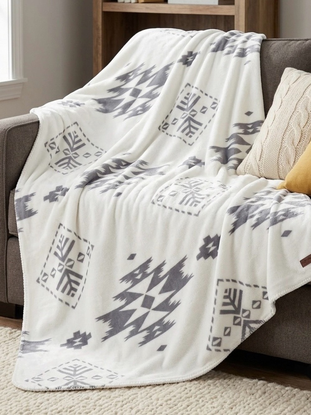 LIKE NEW PENDLETON Ultra Soft Sherpa Fleece Plush Throw 50" x 70" (Birch Tree)